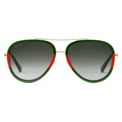 aviador gucci|Green & Red Web Aviator Sunglasses .